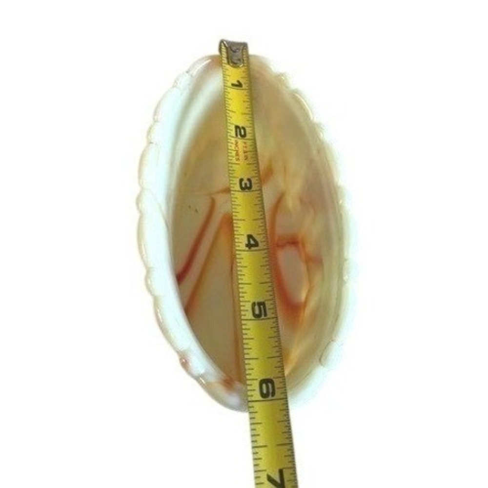 Vintage Akro Agate Marbled Glass Dish With Scalloped Rim. - Picture 9 of 9